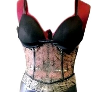 On Gossamer Lace Bustier Corset Top • Vintage Nordstrom•Fits 36D/DD